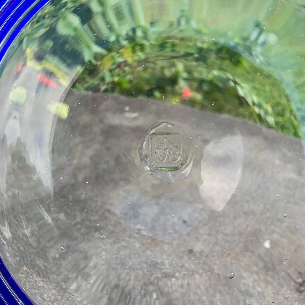 Cobalt Blue Hand Blown Swirl Plate Dish Japan